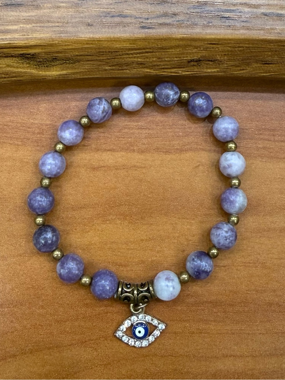 Purple Beaded Evil’s Eye Charm Bracelet